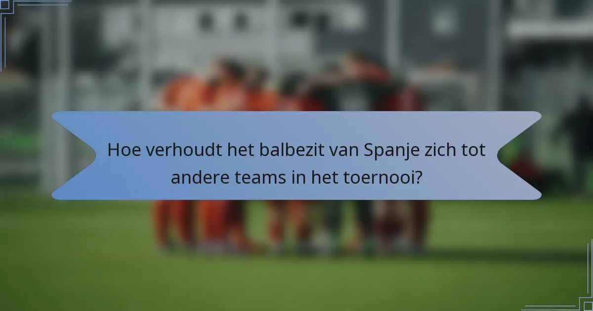 Hoe verhoudt het balbezit van Spanje zich tot andere teams in het toernooi?