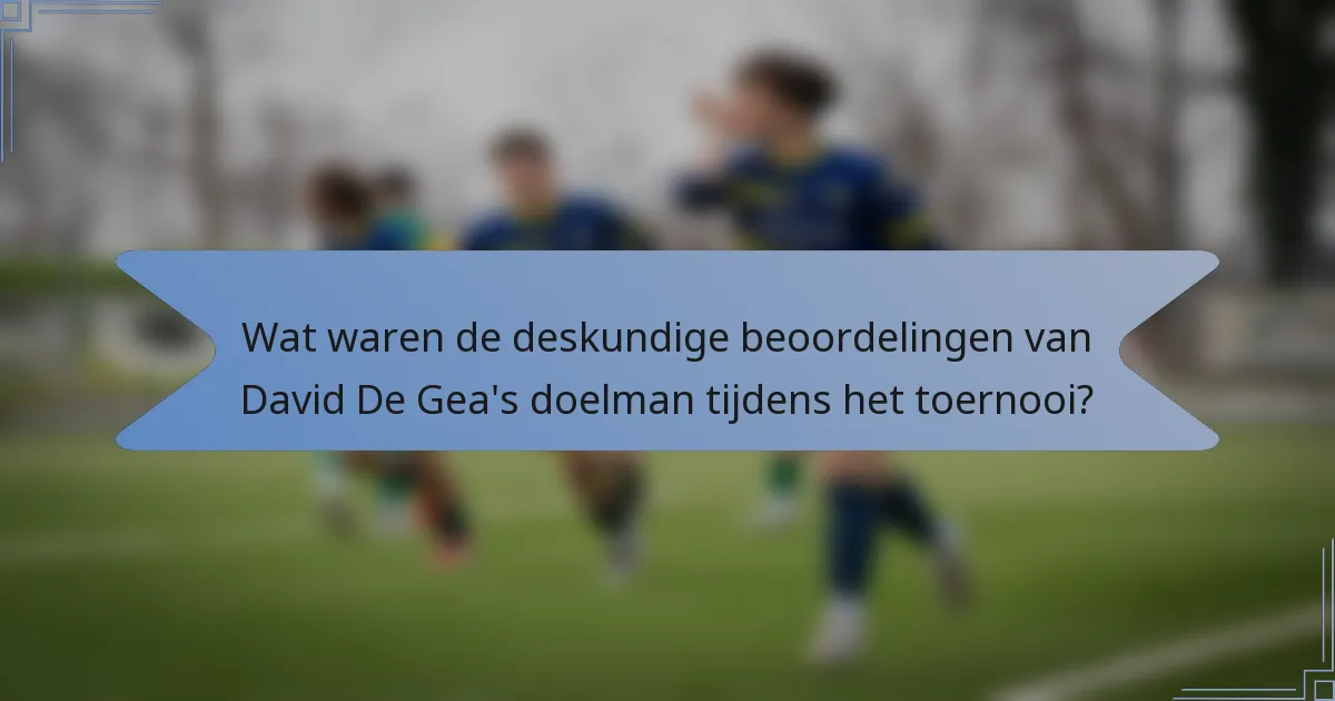 Wat waren de deskundige beoordelingen van David De Gea's doelman tijdens het toernooi?