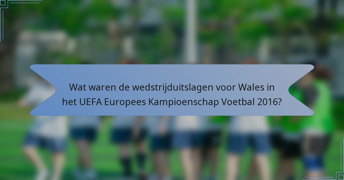 Wat waren de wedstrijduitslagen voor Wales in het UEFA Europees Kampioenschap Voetbal 2016?