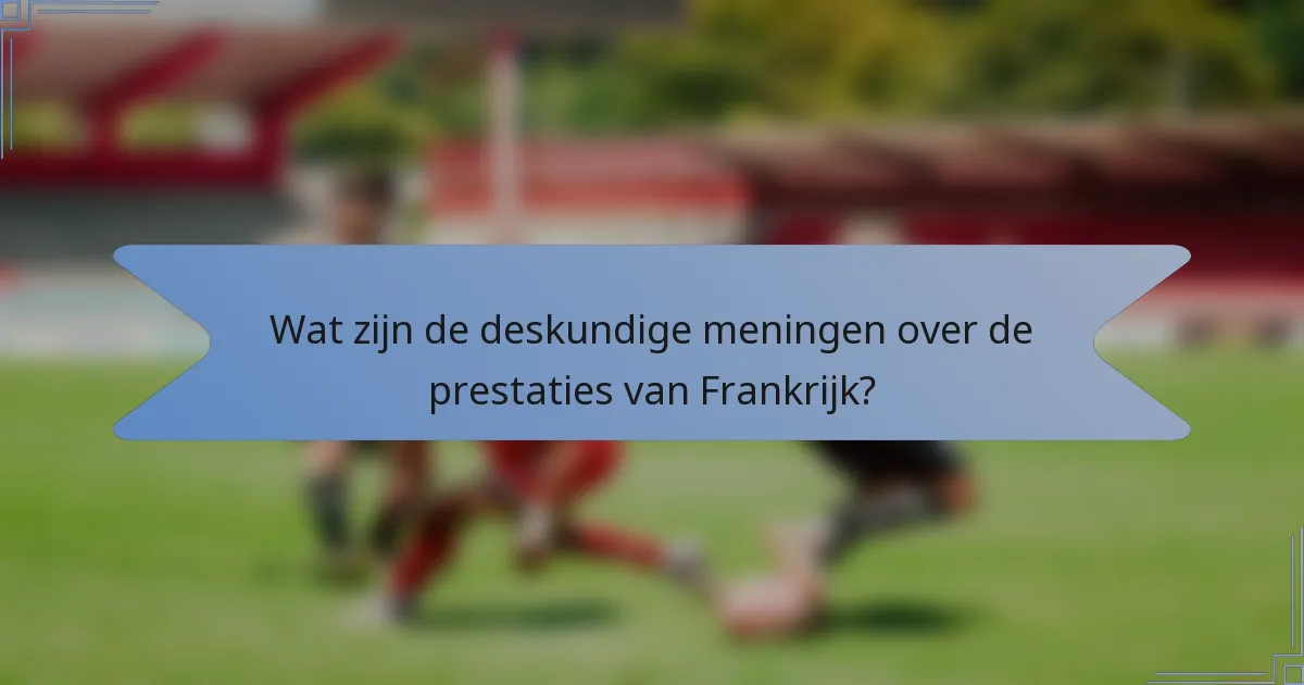 Wat zijn de deskundige meningen over de prestaties van Frankrijk?
