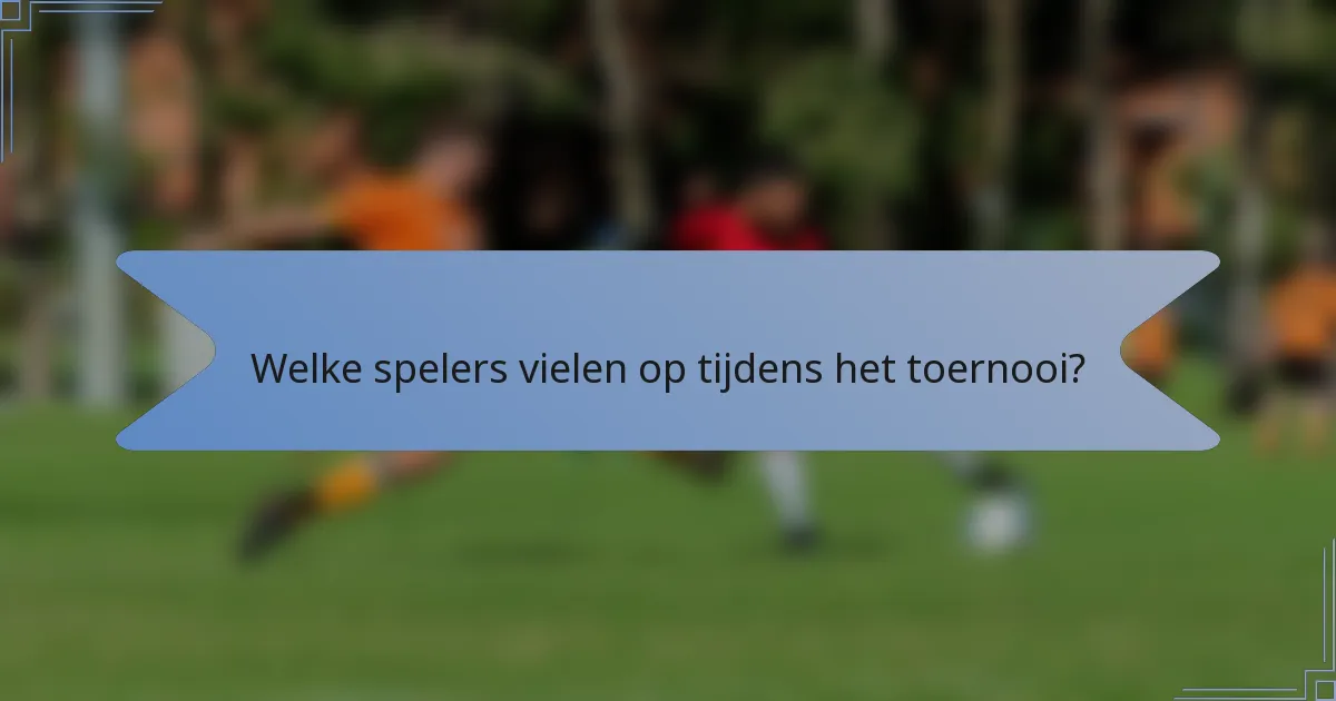 Welke spelers vielen op tijdens het toernooi?