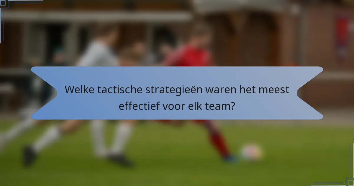 Welke tactische strategieën waren het meest effectief voor elk team?