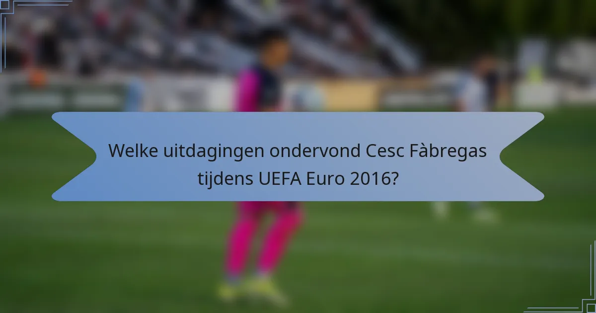 Welke uitdagingen ondervond Cesc Fàbregas tijdens UEFA Euro 2016?